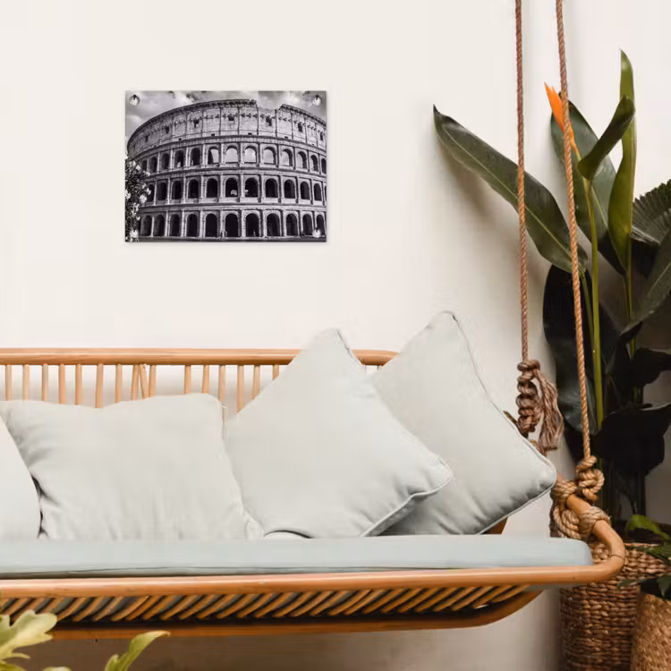 Architectuur - Colosseum - Rome - Historisch - Zwart-wit tuinposter los doek klein -sfeer7