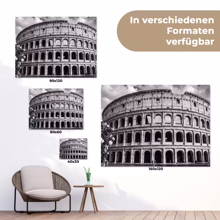Architectuur - Colosseum - Rome - Historisch - Zwart-wit tuinposter los doek klein -Xsfeer9_DE