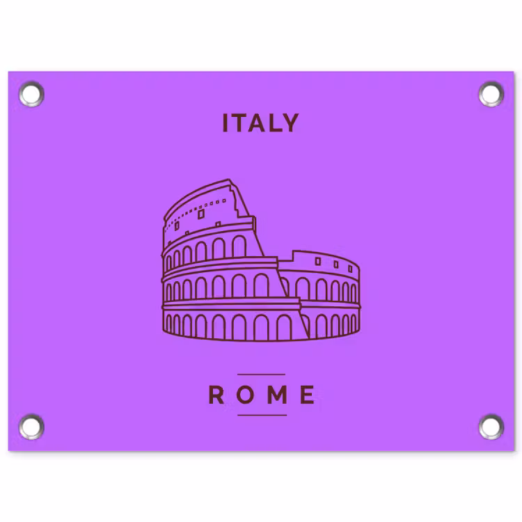 Architectuur - Colosseum - Rome - Minimalistisch - Paars tuinposter los doek klein -3d