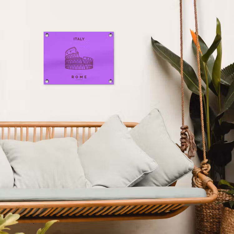 Architectuur - Colosseum - Rome - Minimalistisch - Paars tuinposter los doek klein -sfeer7