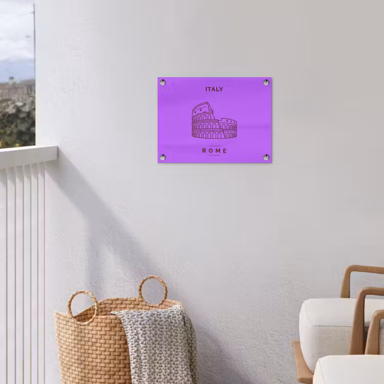 Architectuur - Colosseum - Rome - Minimalistisch - Paars tuinposter los doek klein -sfeer8