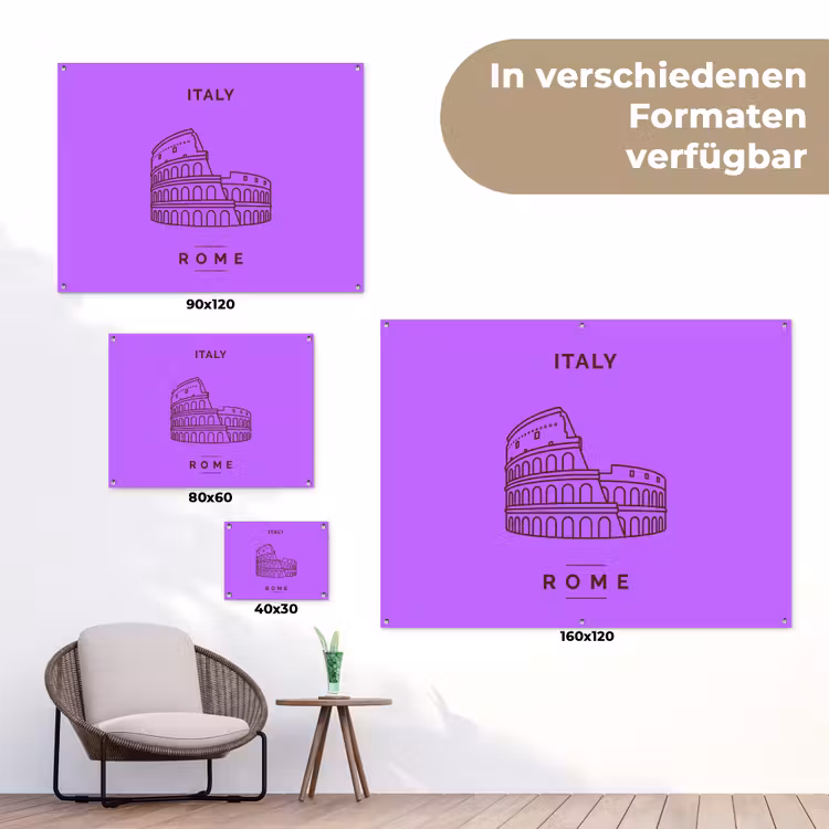 Architectuur - Colosseum - Rome - Minimalistisch - Paars tuinposter los doek klein -Xsfeer9_DE