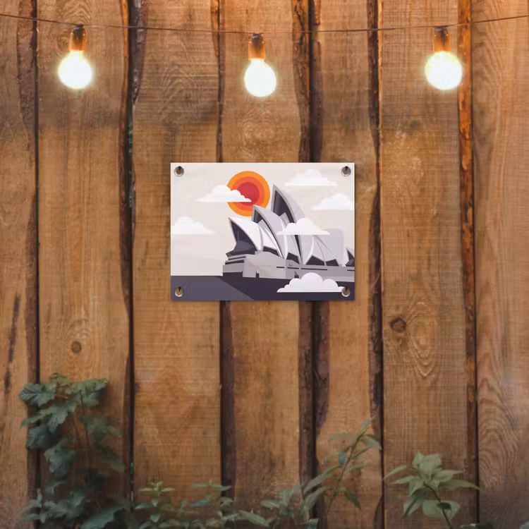 Architectuur - Stadsgezicht - Modern - Grijs - Oranje tuinposter los doek klein -sfeer1