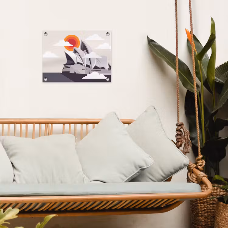 Architectuur - Stadsgezicht - Modern - Grijs - Oranje tuinposter los doek klein -sfeer7