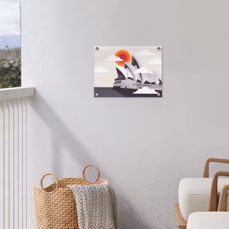 Architectuur - Stadsgezicht - Modern - Grijs - Oranje tuinposter los doek klein -sfeer8