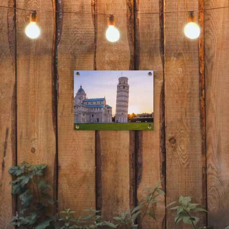 Architectuur - Toren - Pisa - Italië - Zonsondergang tuinposter los doek klein -sfeer1