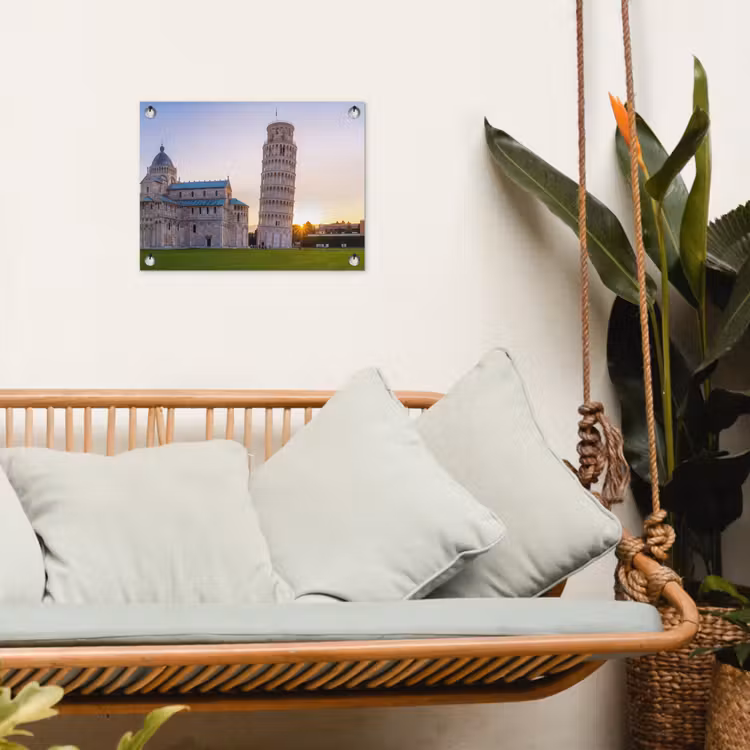 Architectuur - Toren - Pisa - Italië - Zonsondergang tuinposter los doek klein -sfeer7