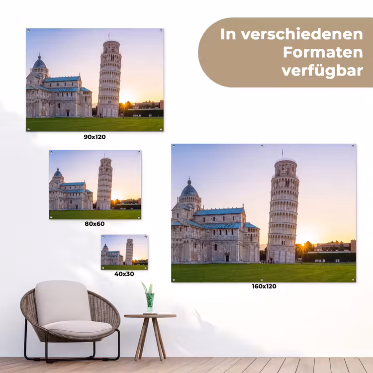 Architectuur - Toren - Pisa - Italië - Zonsondergang tuinposter los doek klein -Xsfeer9_DE