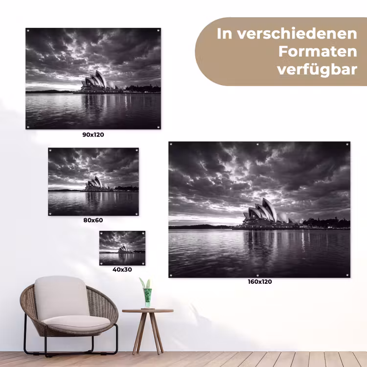 Architectuur - Water - Stad - Modern - Zwart-wit tuinposter los doek klein -Xsfeer9_DE