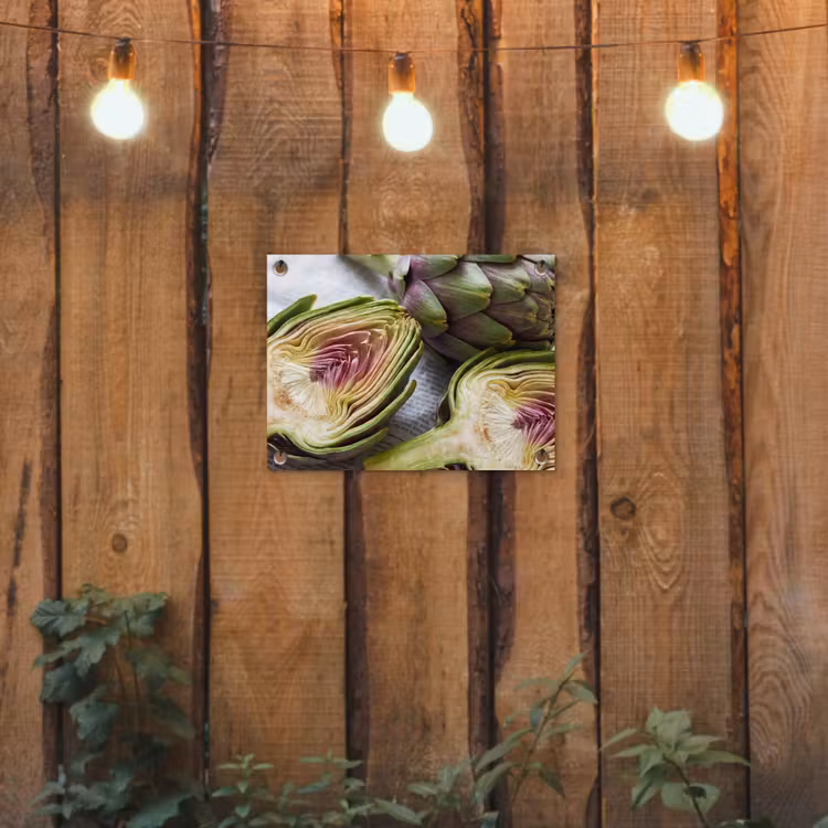 Gartenposter - Artischocke – aufgeschnitten – Essen - Artisjok - Doorgesneden - Eten tuinposter los doek klein