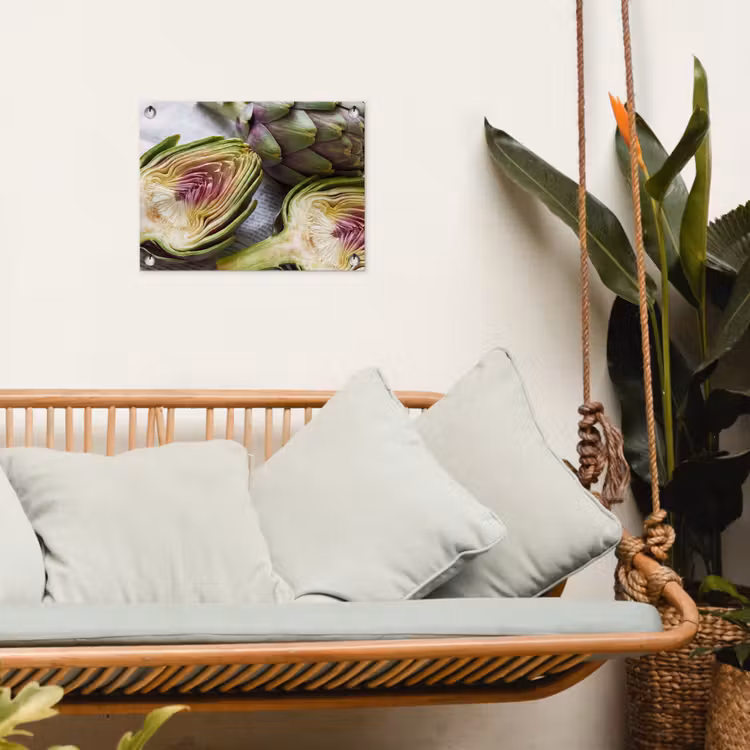 Gartenposter - Artischocke – aufgeschnitten – Essen - Artisjok - Doorgesneden - Eten tuinposter los doek klein