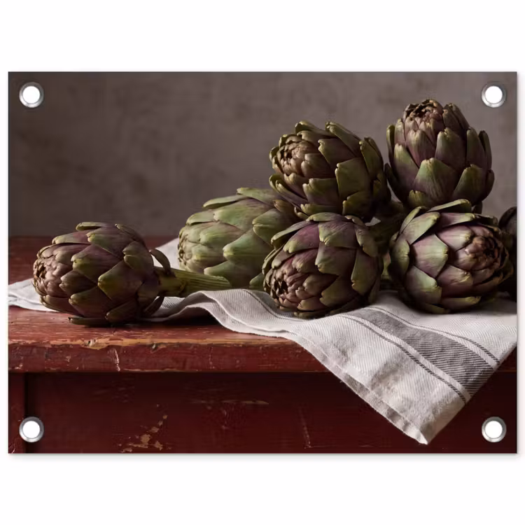 Gartenposter - Artischocke – Essen – Rustikal - Artisjok - Eten - Rustiek tuinposter los doek klein