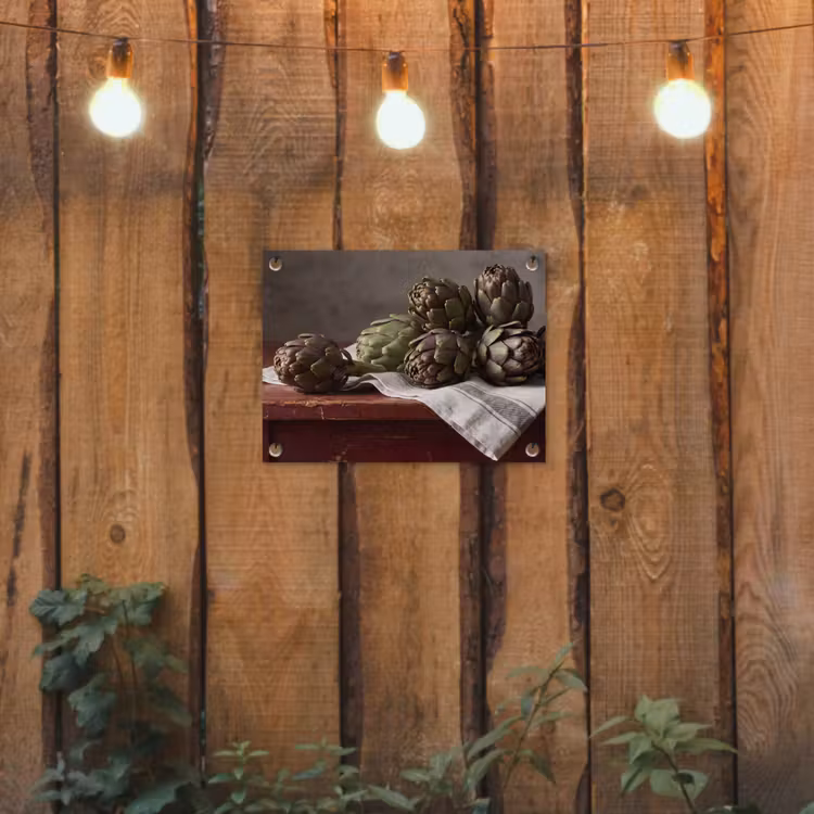Gartenposter - Artischocke – Essen – Rustikal - Artisjok - Eten - Rustiek tuinposter los doek klein