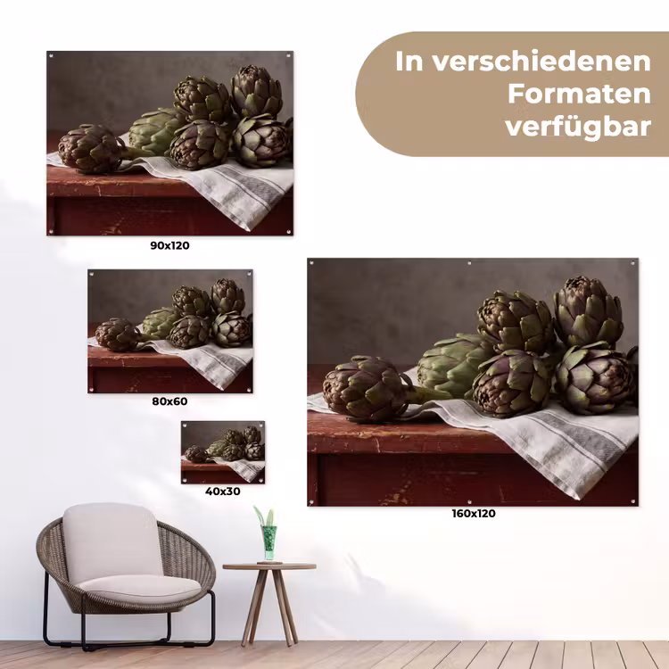 Gartenposter - Artischocke – Essen – Rustikal - Artisjok - Eten - Rustiek tuinposter los doek klein