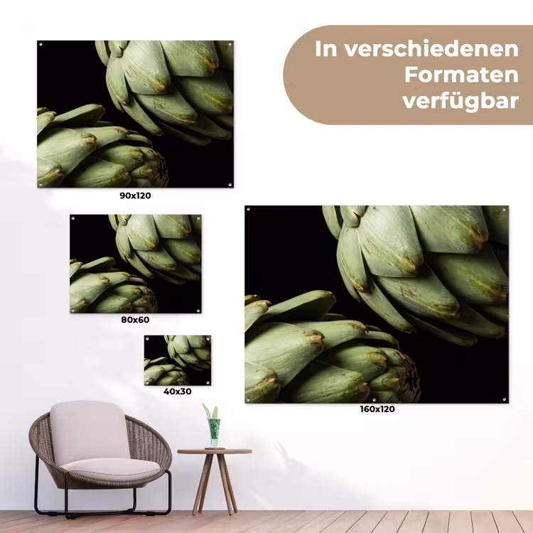 Gartenposter - Artischocke – Grün – Essen - Artisjok - Groen - Eten tuinposter los doek klein