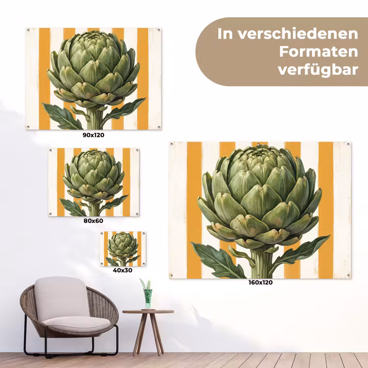 Gartenposter - Artischocke – Modern – Gemüse - Artisjok - Modern - Groente tuinposter los doek klein