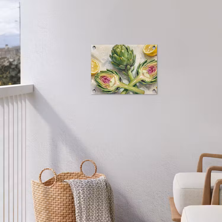 Gartenposter - Artischocke – Zitrone – Essen - Artisjok - Citroen - Eten tuinposter los doek klein