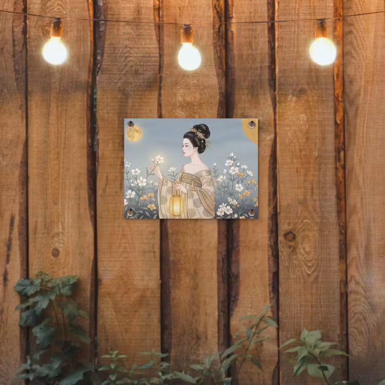 Aziatisch - Vrouw - Kimono tuinposter los doek klein -sfeer1