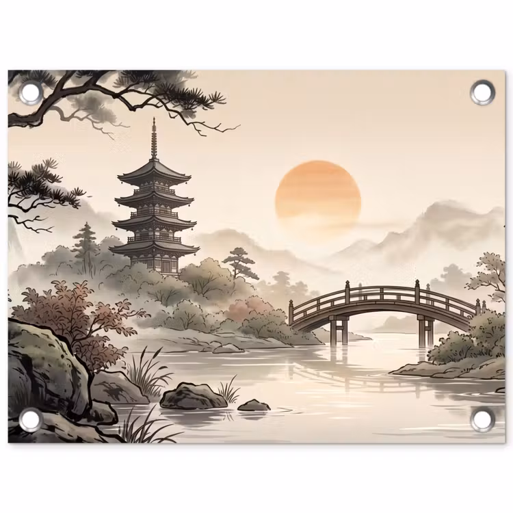 Azië - Landschap - Kleurrijk tuinposter los doek klein -3d