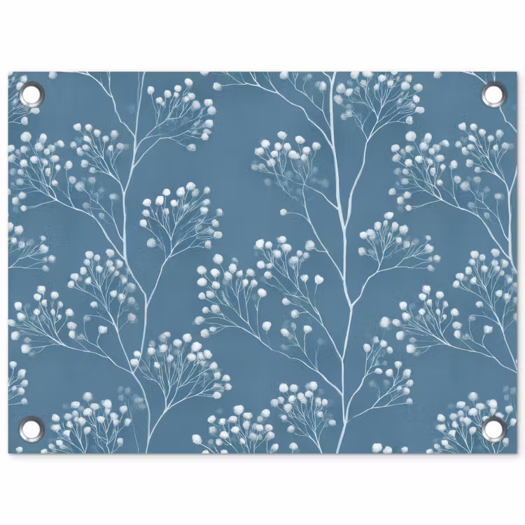 Takken - Bessen - Patroon - Lichtblauw tuinposter los doek klein 239 -3d