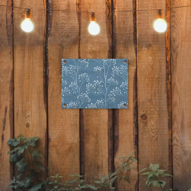 Takken - Bessen - Patroon - Lichtblauw tuinposter los doek klein 239 -sfeer1