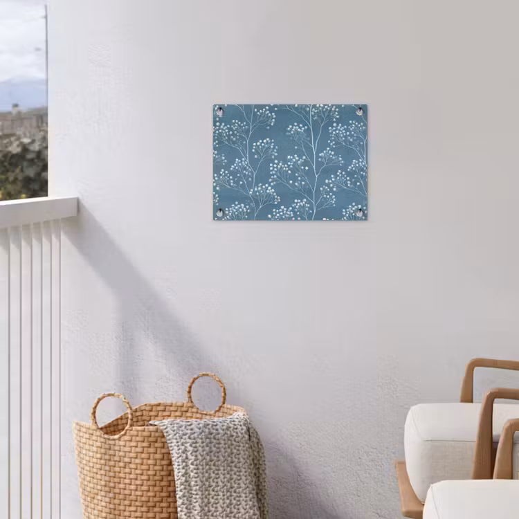 Takken - Bessen - Patroon - Lichtblauw tuinposter los doek klein 239 -sfeer8