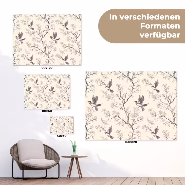 Takken - Vogels - Beige tuinposter los doek klein 239 -Xsfeer9_DE