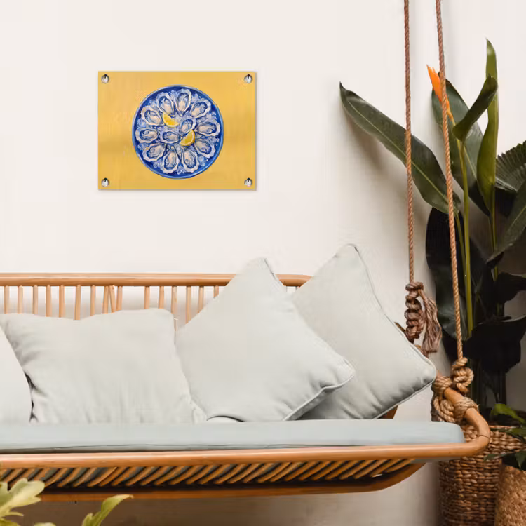 Oesters - Citroen - IJs - Modern - Geel tuinposter los doek klein -sfeer7