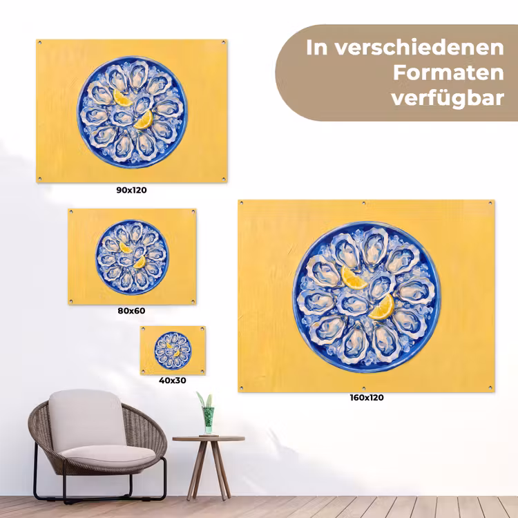 Oesters - Citroen - IJs - Modern - Geel tuinposter los doek klein -Xsfeer9_DE