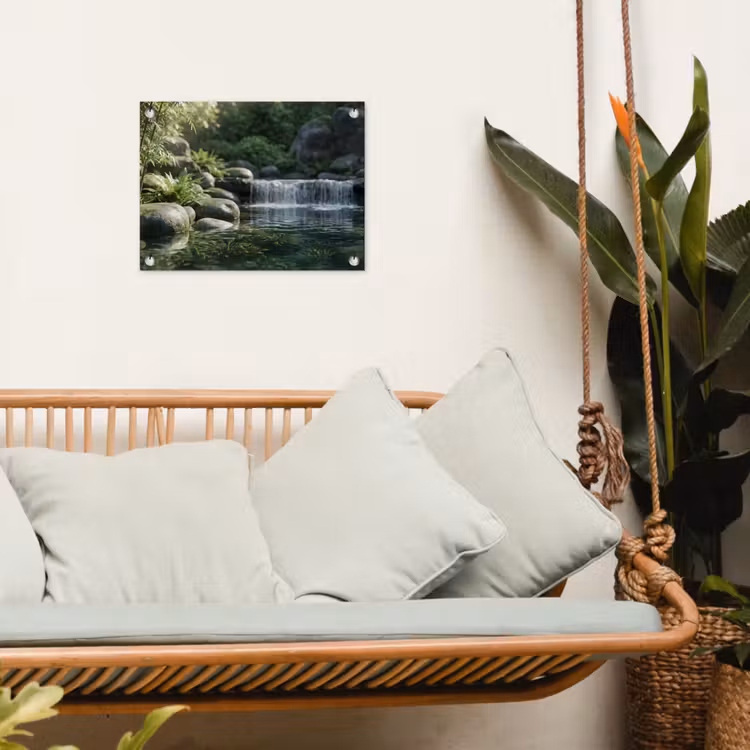 Beek - Waterval - Natuur - Groen tuinposter los doek klein -sfeer7