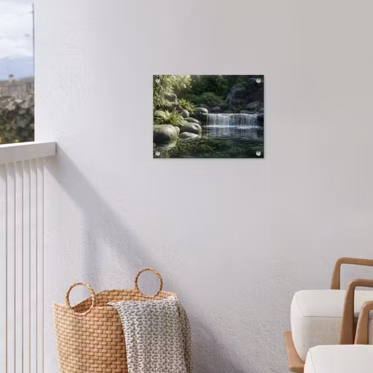 Beek - Waterval - Natuur - Groen tuinposter los doek klein -sfeer8