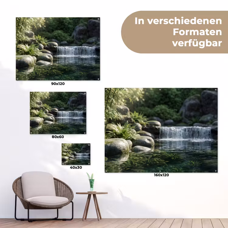 Beek - Waterval - Natuur - Groen tuinposter los doek klein -Xsfeer9_DE