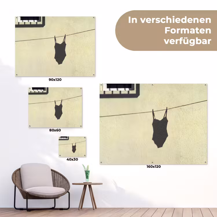 Badpak - Schaduw - Muur - Zomer - Minimalistisch tuinposter los doek klein -Xsfeer9_DE