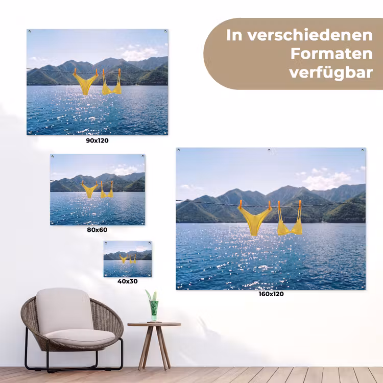 Badmode - Bikini - Zee - Bergen - Geel tuinposter los doek klein -Xsfeer9_DE