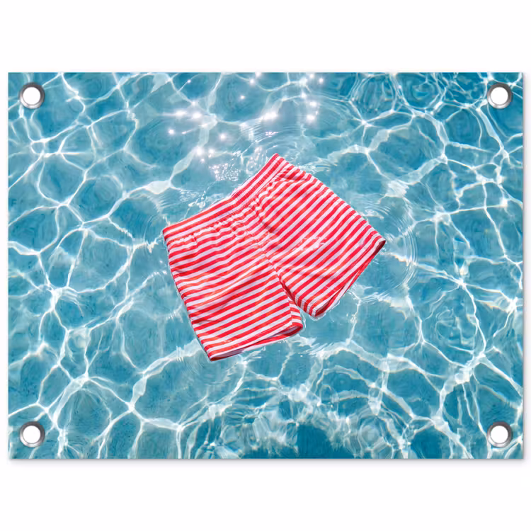 Zwemkleding - Gestreept - Water - Zomer - Rood-wit tuinposter los doek klein -3d