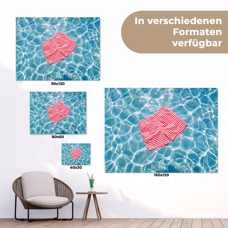 Zwemkleding - Gestreept - Water - Zomer - Rood-wit tuinposter los doek klein -Xsfeer9_DE