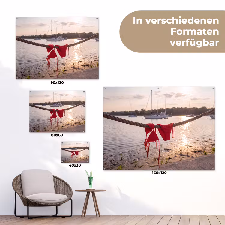 Badkleding - Rood - Zomer - Water - Zonsondergang tuinposter los doek klein -Xsfeer9_DE