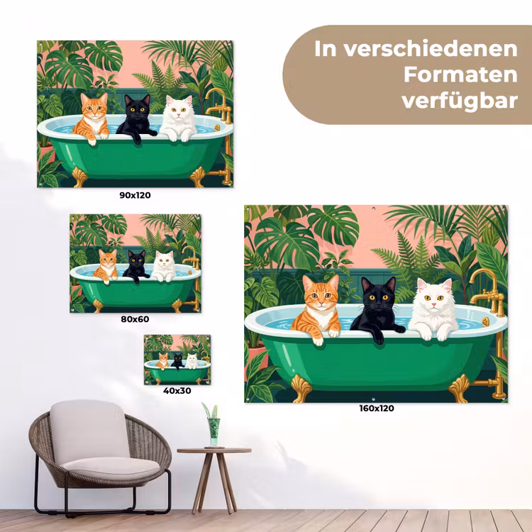 Badkamer - Kattenparade - Kleurrijk tuinposter los doek klein -Xsfeer9_DE