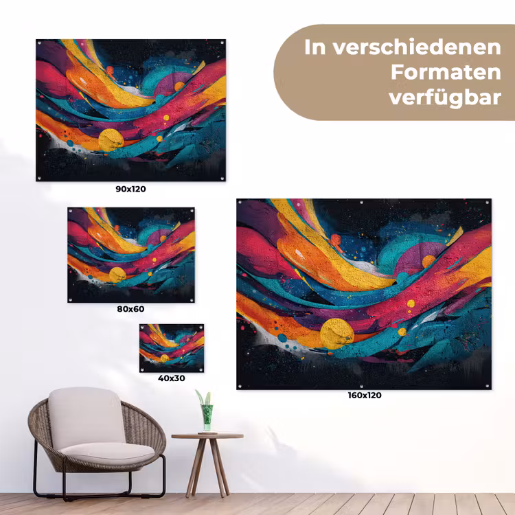 Banen - Golven - Kleurrijk - Abstract tuinposter los doek klein -Xsfeer9_DE