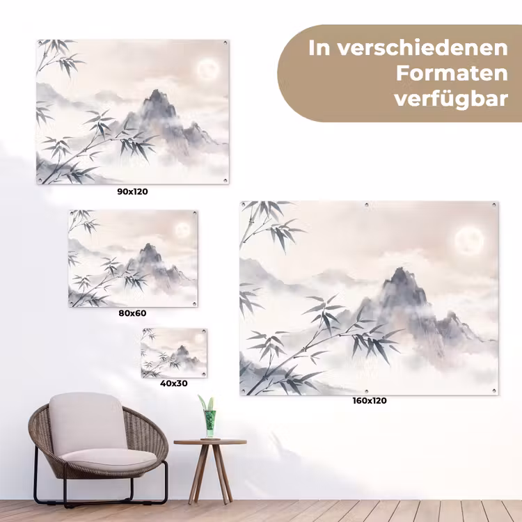Bamboe - Azië - Grijs tuinposter los doek klein -Xsfeer9_DE
