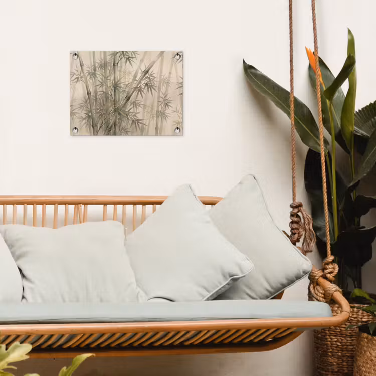 Bamboe - Bladeren - Aziatisch - Groen - Natuur tuinposter los doek klein -sfeer7