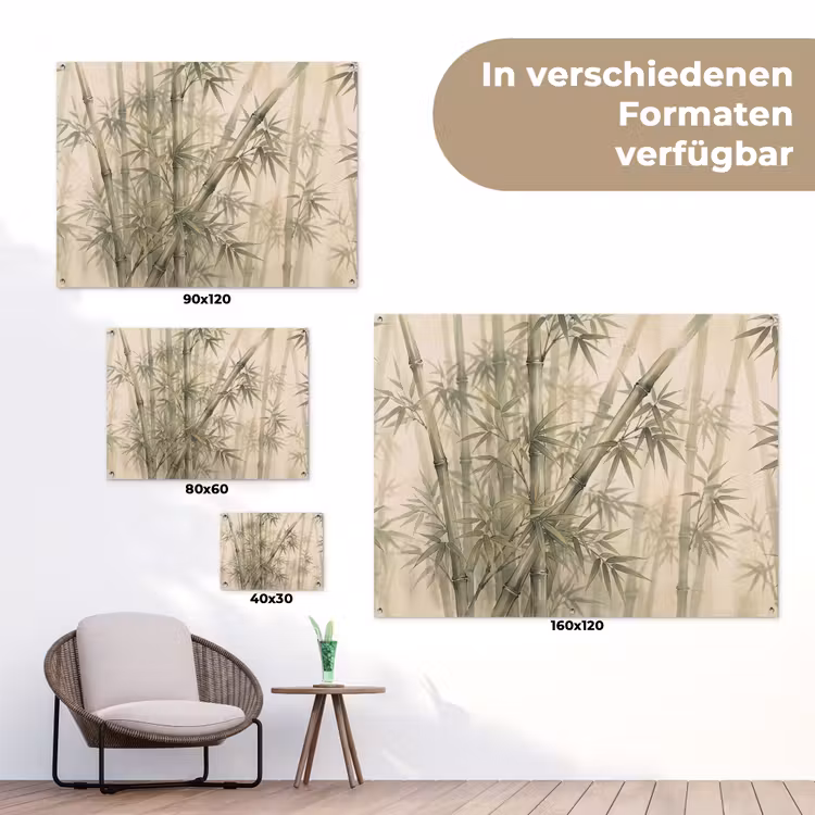Bamboe - Bladeren - Aziatisch - Groen - Natuur tuinposter los doek klein -Xsfeer9_DE