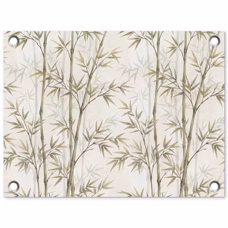 Bamboe - Bladeren - Natuur - Aquarel - Groen tuinposter los doek klein -3d