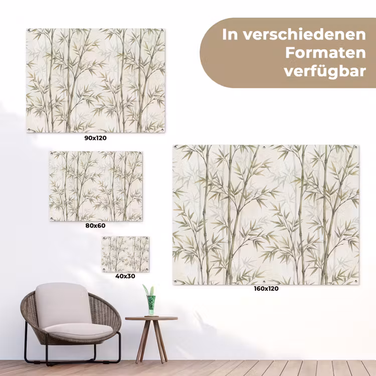Bamboe - Bladeren - Natuur - Aquarel - Groen tuinposter los doek klein -Xsfeer9_DE