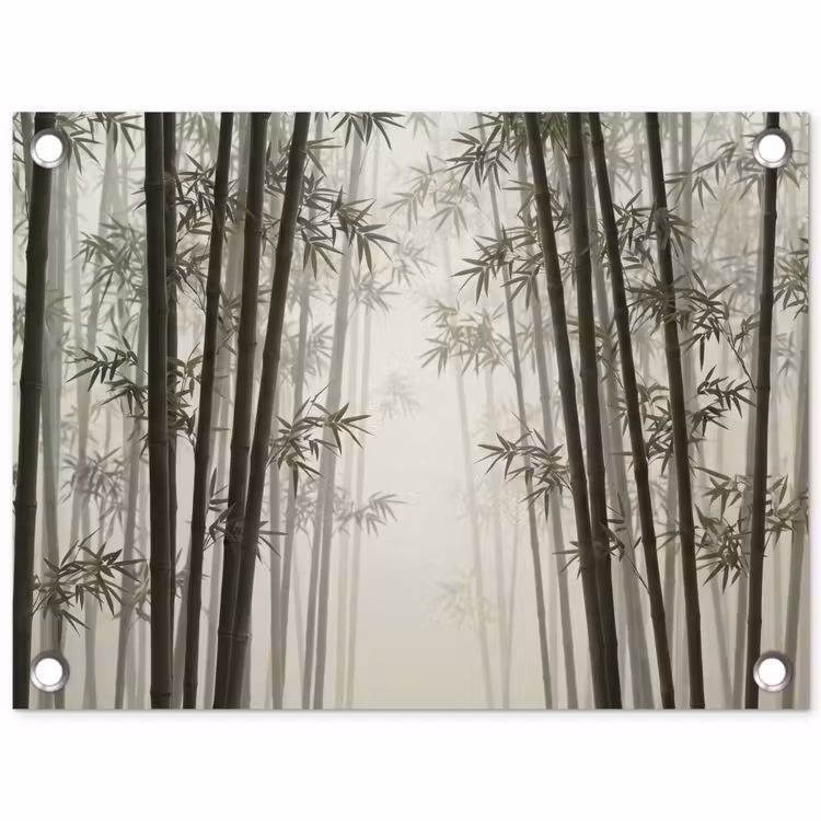 Bamboe - Bos - Mist - Natuur tuinposter los doek klein -3d