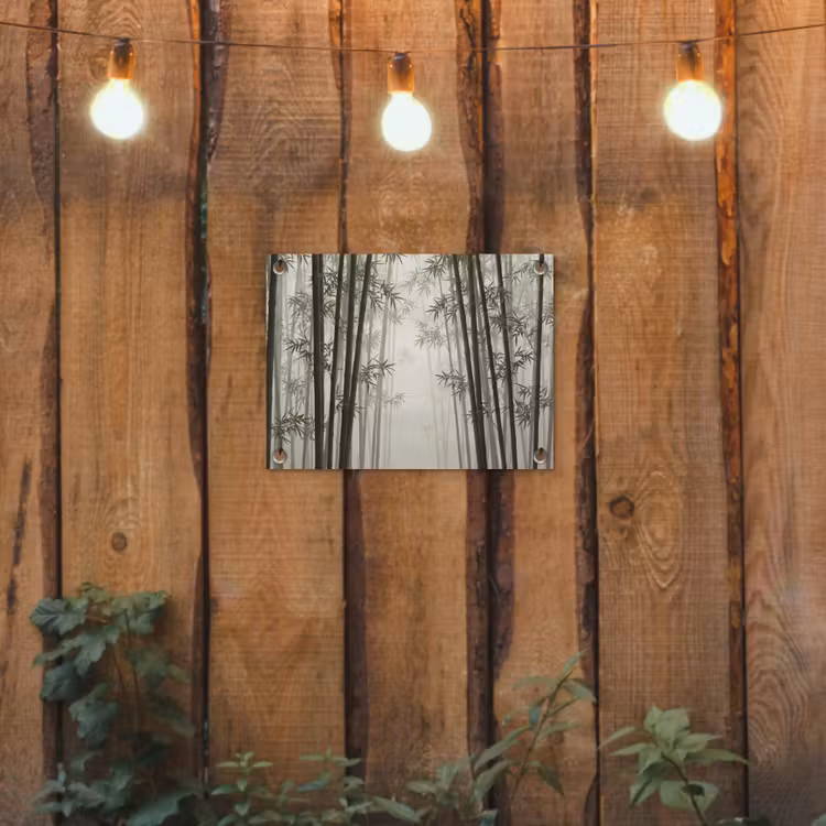 Bamboe - Bos - Mist - Natuur tuinposter los doek klein -sfeer1