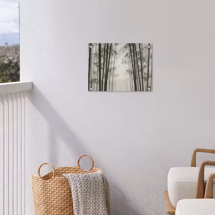 Bamboe - Bos - Mist - Natuur tuinposter los doek klein -sfeer8