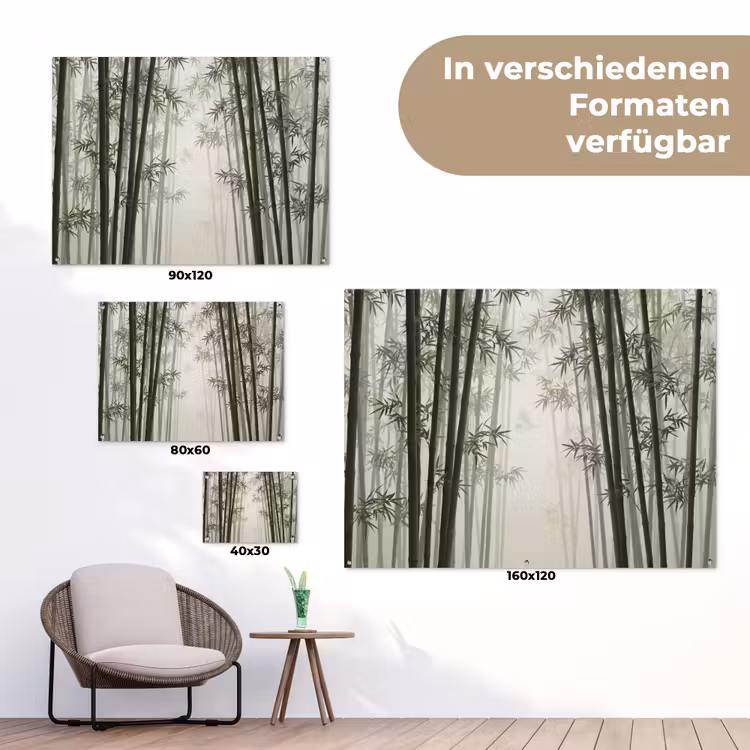 Bamboe - Bos - Mist - Natuur tuinposter los doek klein -Xsfeer9_DE