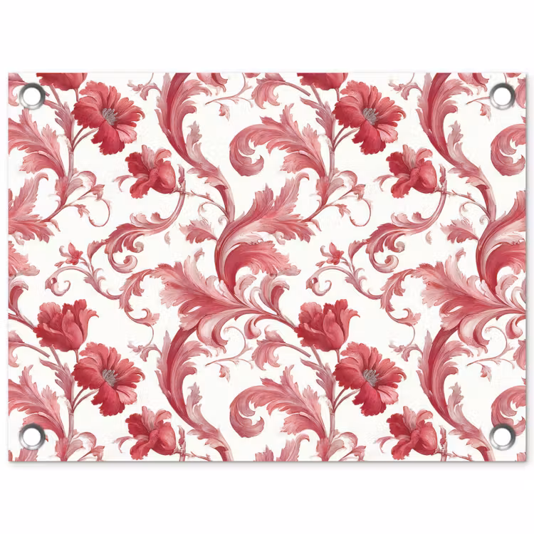 Barok - Patroon - Rood tuinposter los doek klein 239 -3d