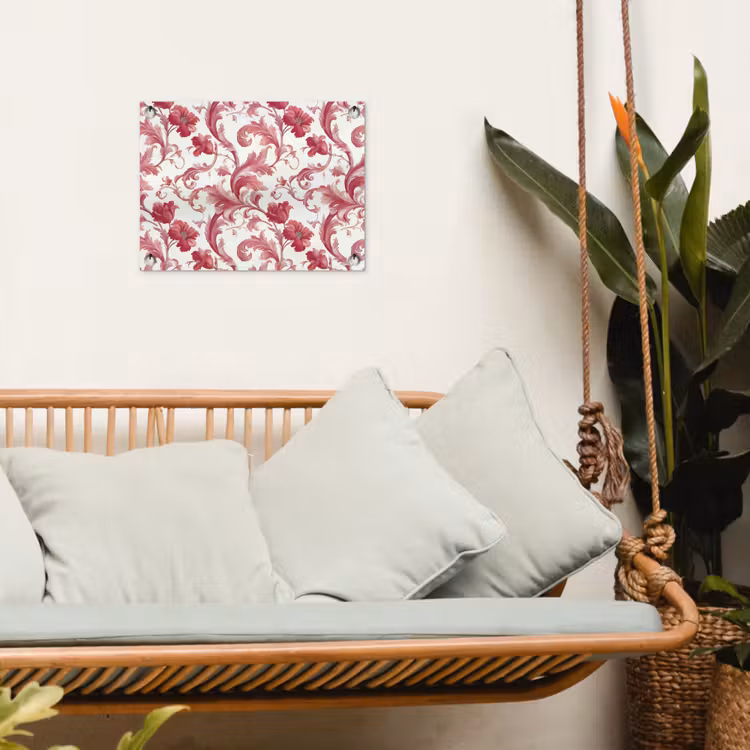 Barok - Patroon - Rood tuinposter los doek klein 239 -sfeer7
